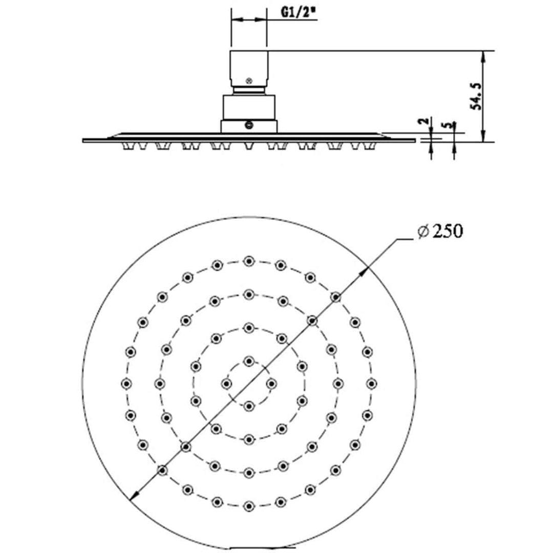 Morgan Round Rain Shower Head 250mm