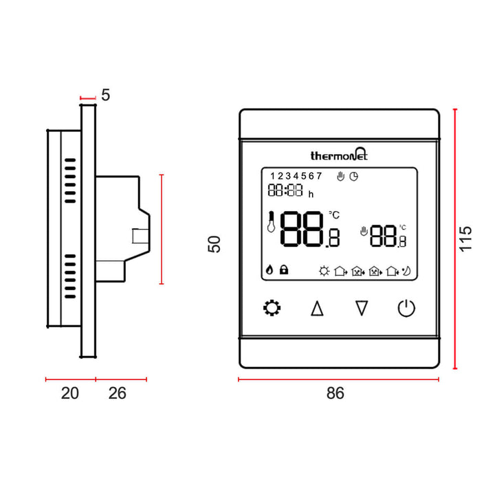 Thermonet Heated Floor Mat Programmable Thermostat Timer
