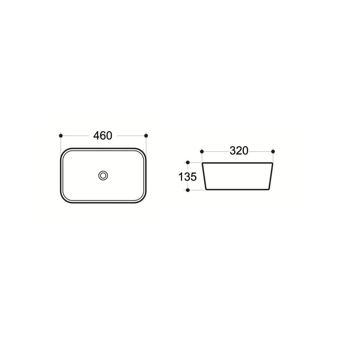 Vienna Above Counter Curved Rectangular Basin 460x320mm