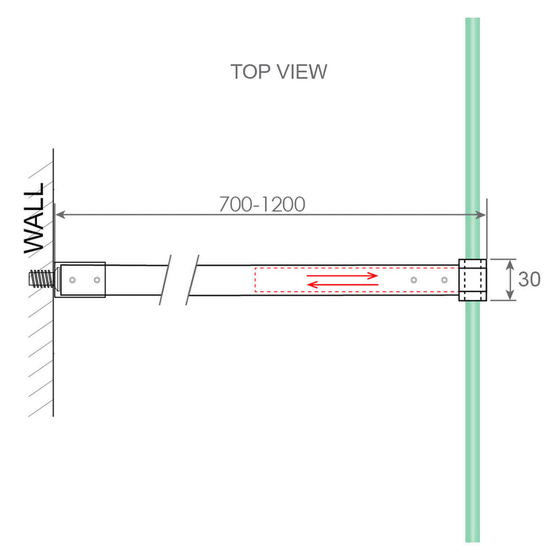 10mm Shower Screen Adjustable Glass Stabilising Support Arm