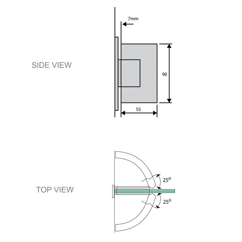 10mm Shower Screen Glass to Wall 90 Degree L-Hinge