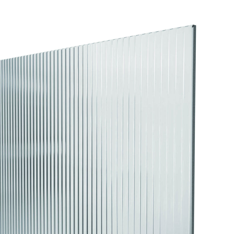 10mm Narrow Reed Fluted Shower Screen Fixed Glass Panel 2050mm High