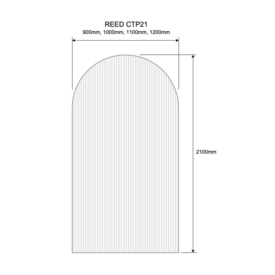 10mm Frameless Shower Screen Fixed Reeded Curved Panel
