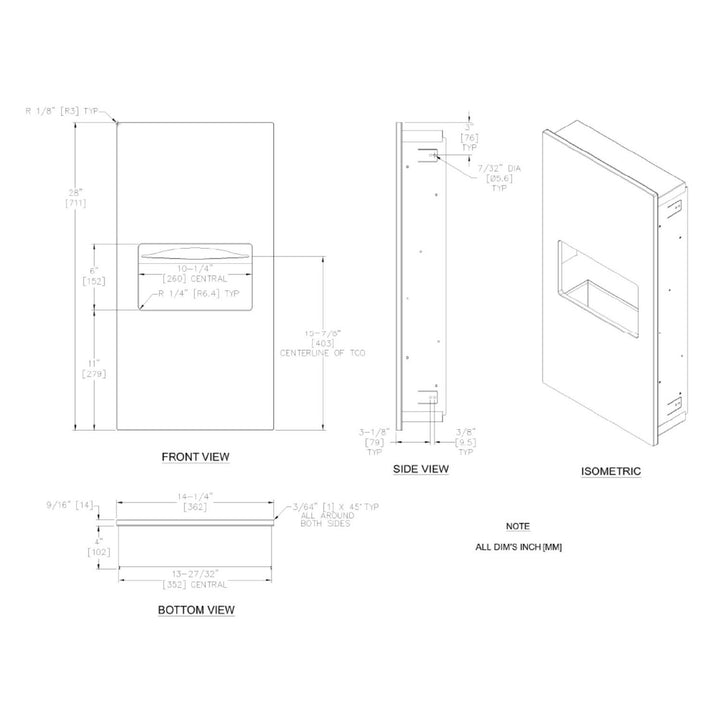 Piatto 8.4L Recessed Paper Towel Dispenser with Waste Bin