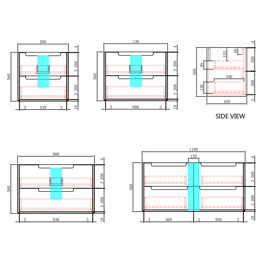 Ainsley Timber Grain Wall Hung Vanity (600-1500mm)
