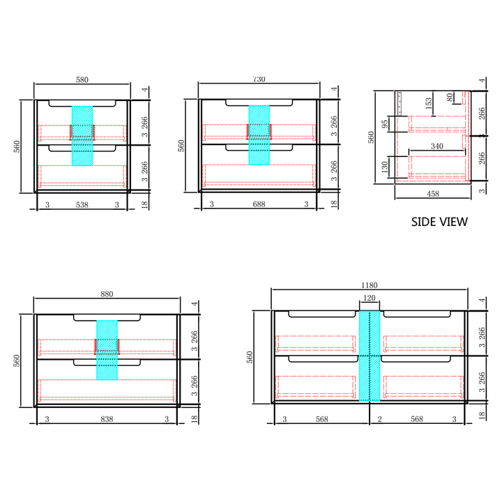 Ainsley Timber Grain Wall Hung Vanity (600-1500mm)