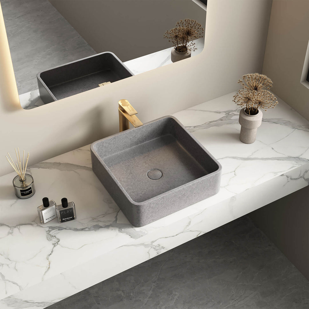 Aosta Square Concrete Basin 390mm