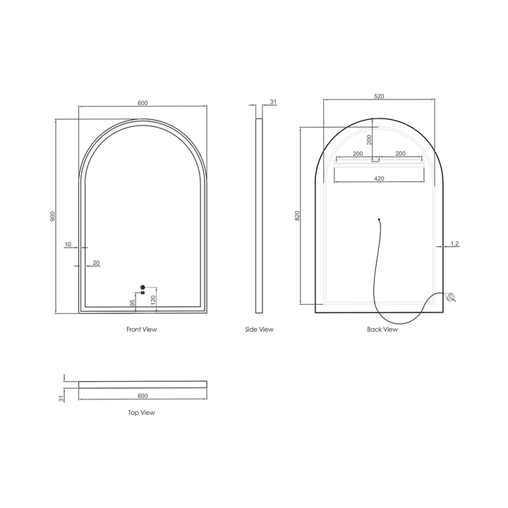 Archie LED Framed Bathroom Mirror 600x900mm
