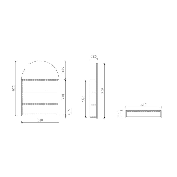 Arc Mirror Cabinet 610x900mm