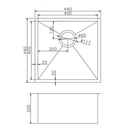 Argo Single Stainless Steel Sink 440x440x205mm