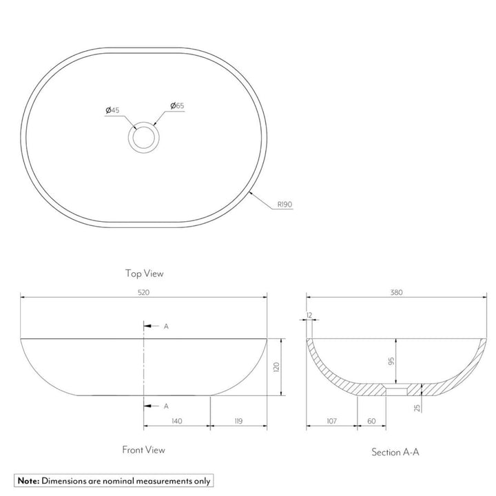 Atelis Oval Concrete Basin 520mm