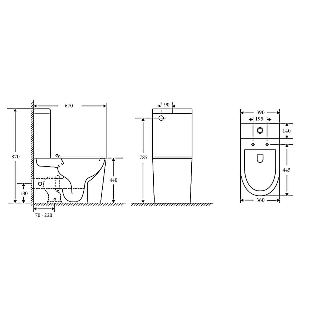Atlanta Extra High 440mm Back to Wall Toilet Suite
