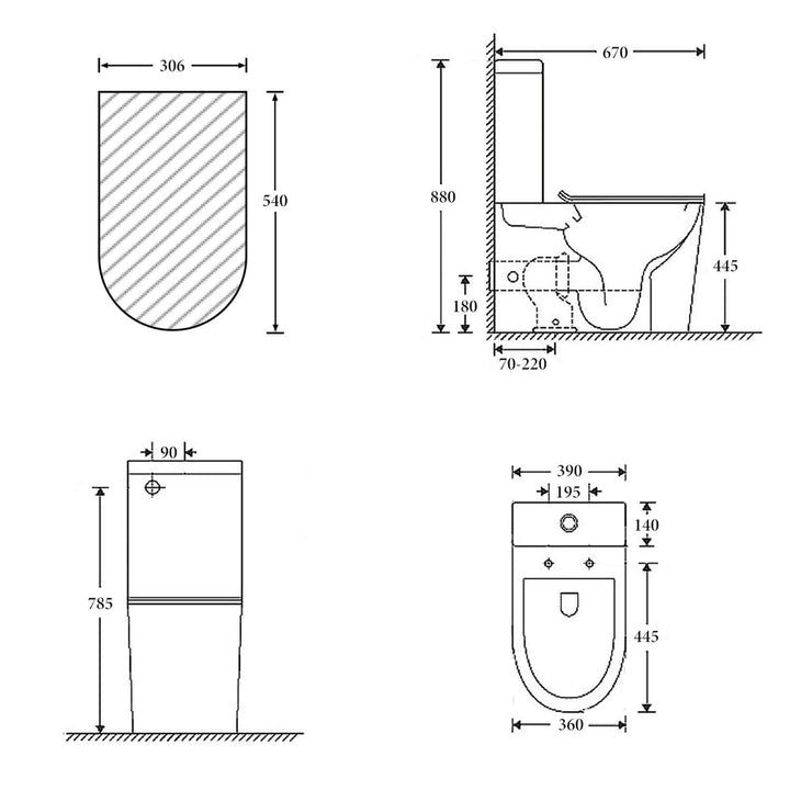 Austin Rimless Tornado Extra High Back to Wall Toilet