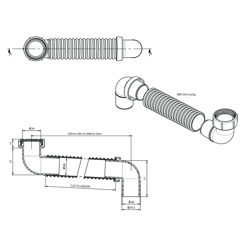 Bath Connector Reece Universal Flexible Bath Waste Connector – Sunlight Bathrooms