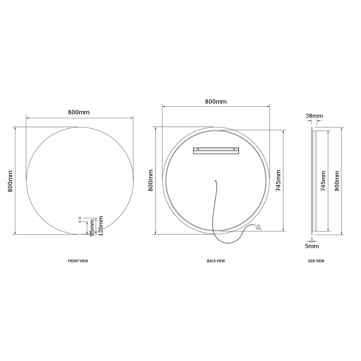 Bondi LED Circle Bathroom Backlit Mirror 800mm