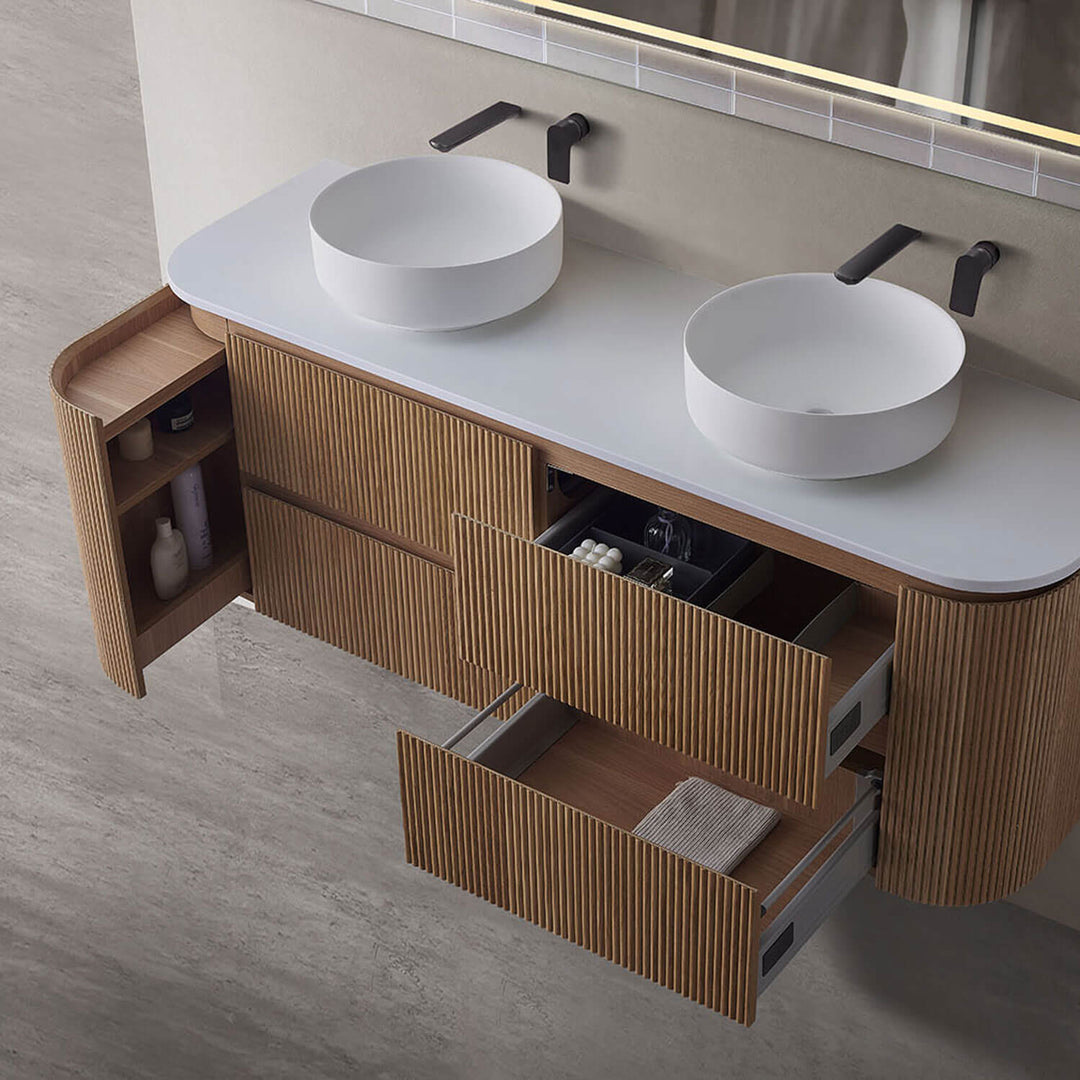 Bristol Curved Fluted Wall Hung Vanity