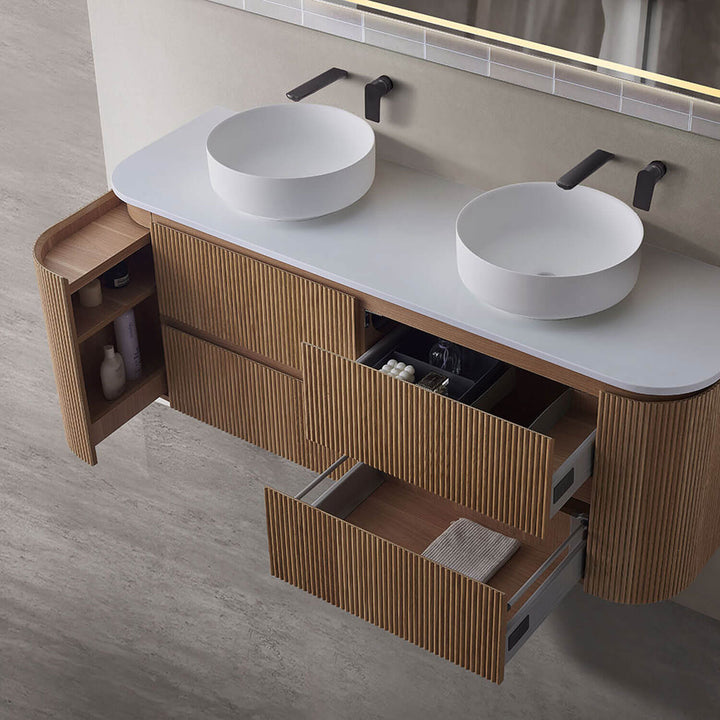 Bristol Curved Fluted Wall Hung Vanity