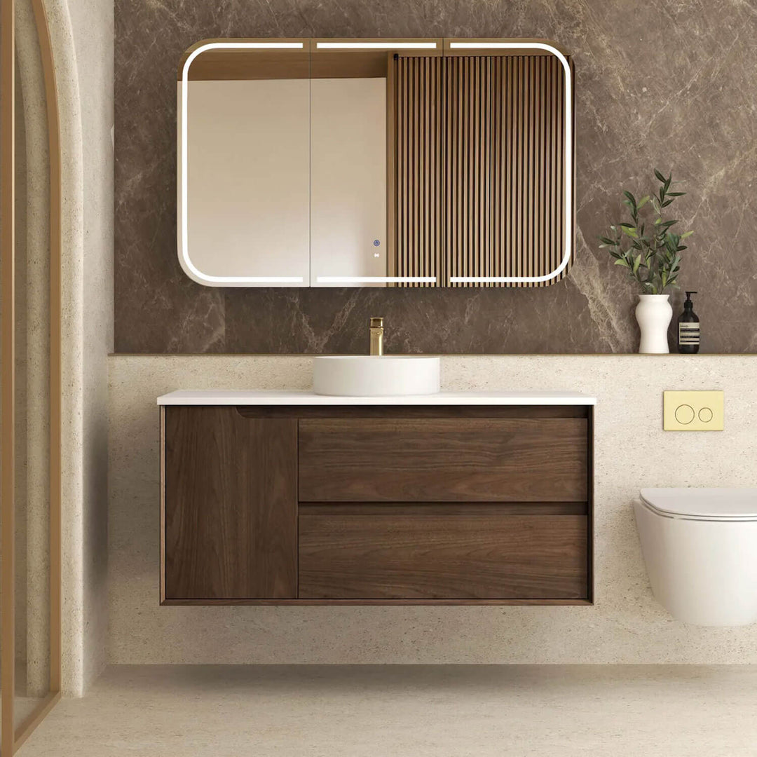 Byron Walnut Soft Close Wall Hung Vanity