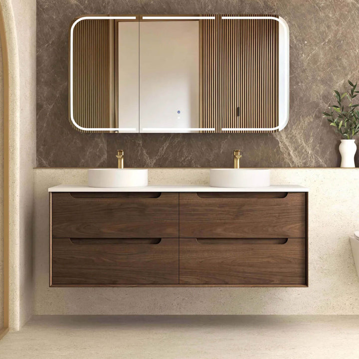 Byron Walnut Soft Close Wall Hung Vanity
