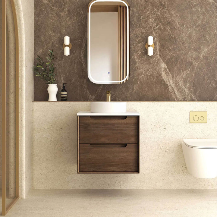 Byron Walnut Soft Close Wall Hung Vanity