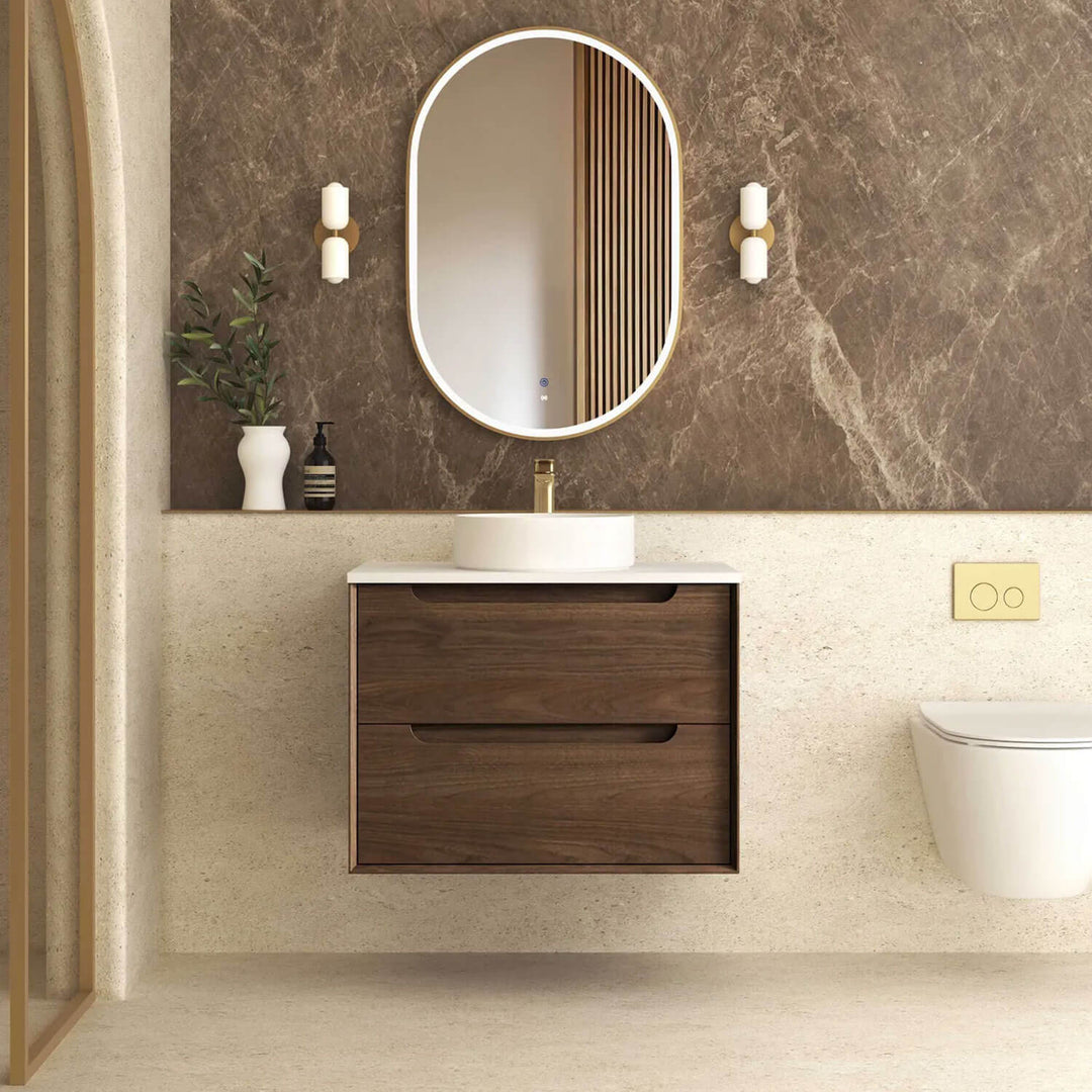Byron Walnut Soft Close Wall Hung Vanity