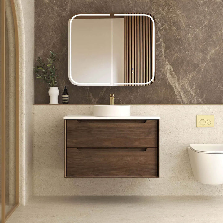 Byron Walnut Soft Close Wall Hung Vanity