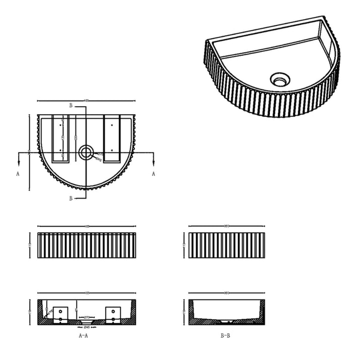 Carysil Arch Fluted Concrete Basin
