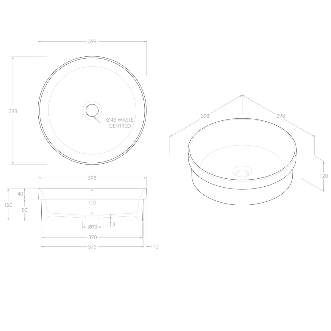 Chandler Round Inset Ceramic Basin 398mm