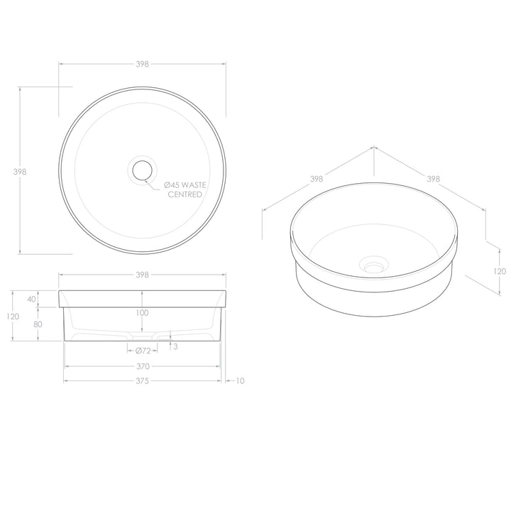 Chandler Round Inset Ceramic Basin 398mm