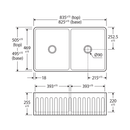 Charlton Double Butler Farmhouse Sink 835x505x255mm