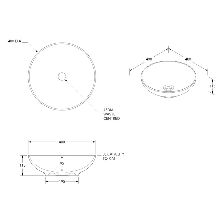 Circuit Round Ceramic Basin 400mm