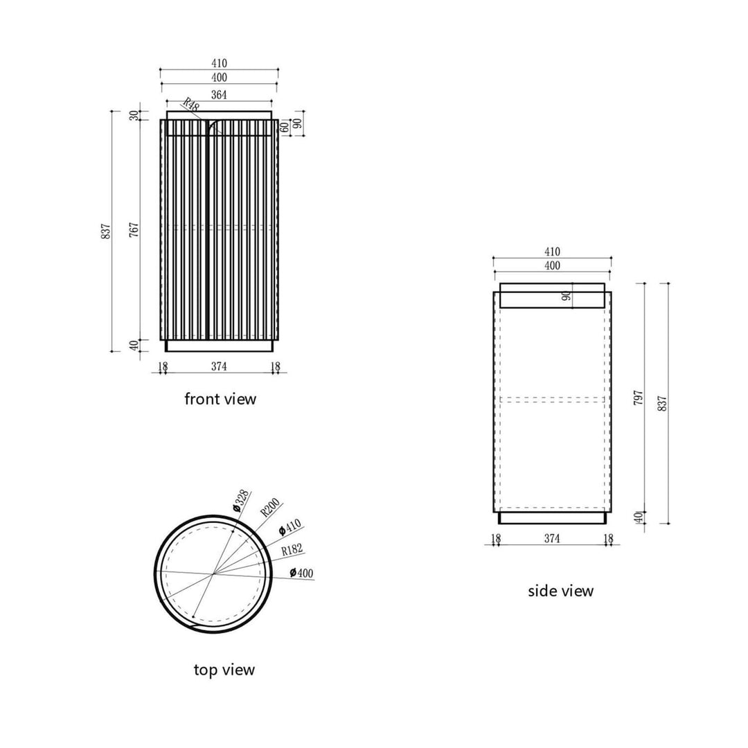 Civaro Round Fluted Compact Vanity 410mm