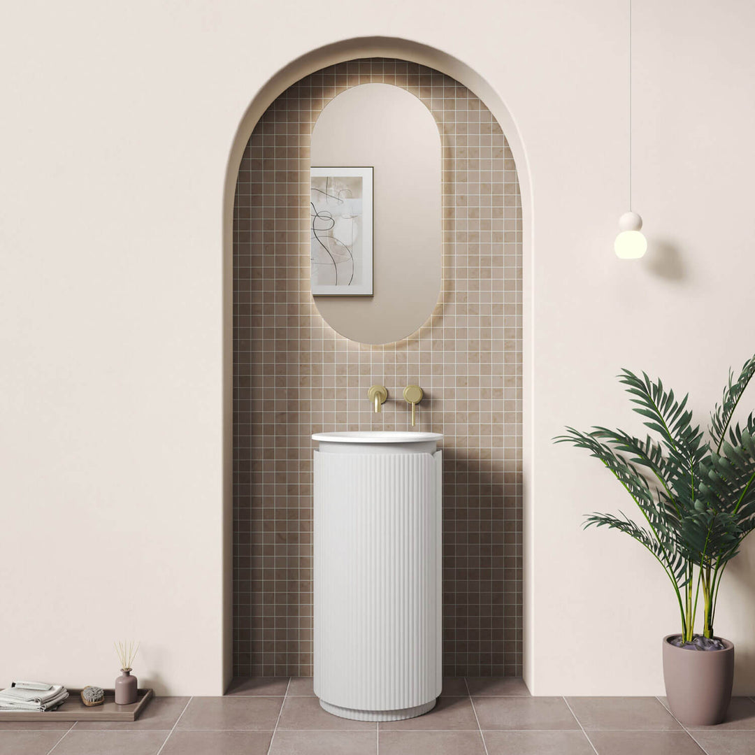 Civaro Round Fluted Compact Vanity 410mm