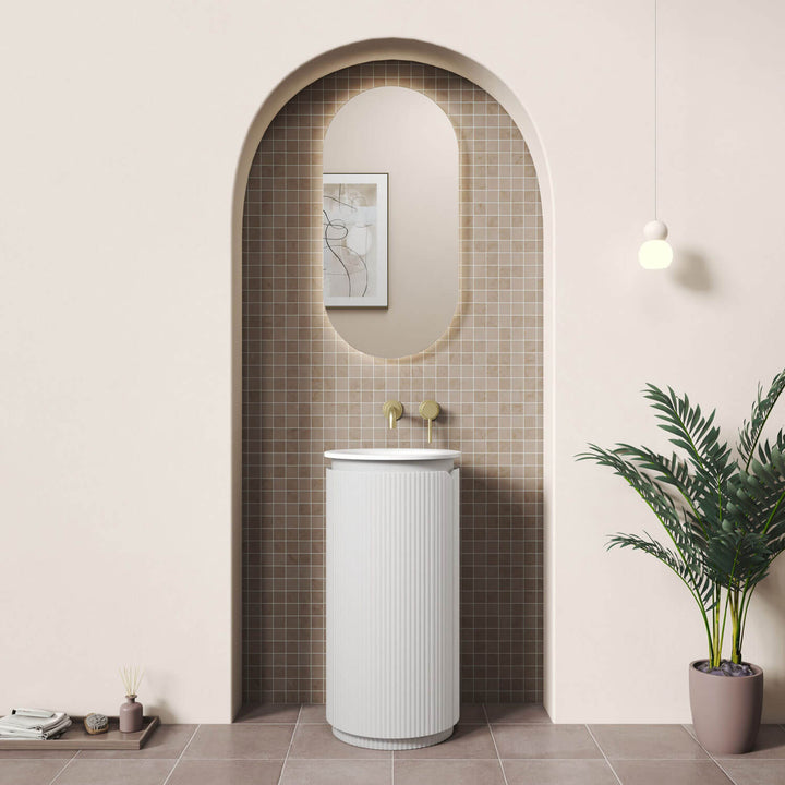 Civaro Round Fluted Compact Vanity 410mm