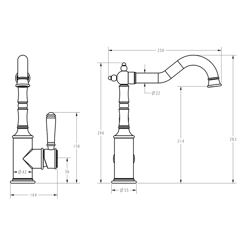 Clasico Brass Handle Sink Mixer