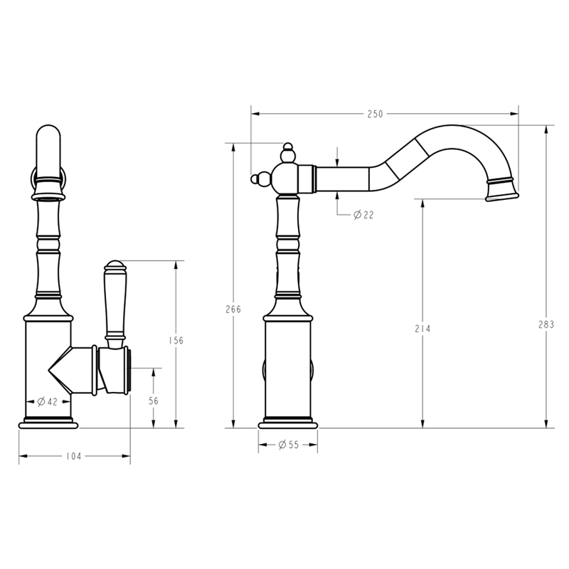 Clasico Ceramic Handle Sink Mixer