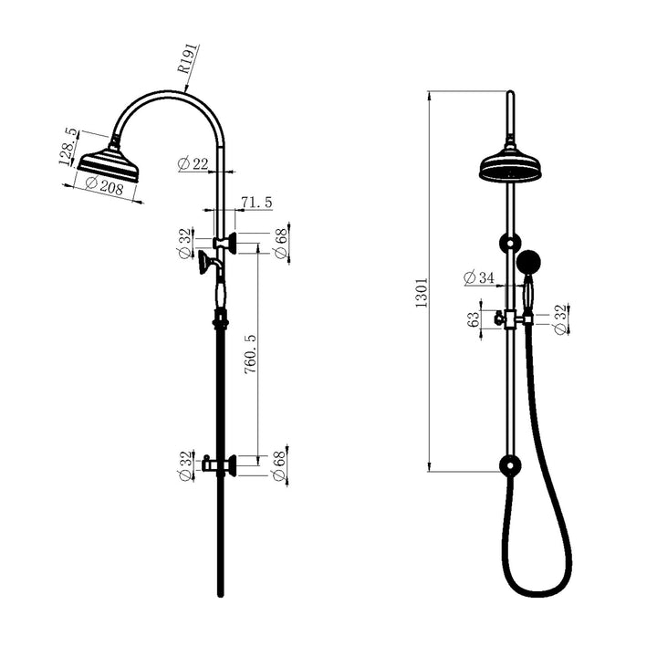 Clasico Twin Shower Rail System