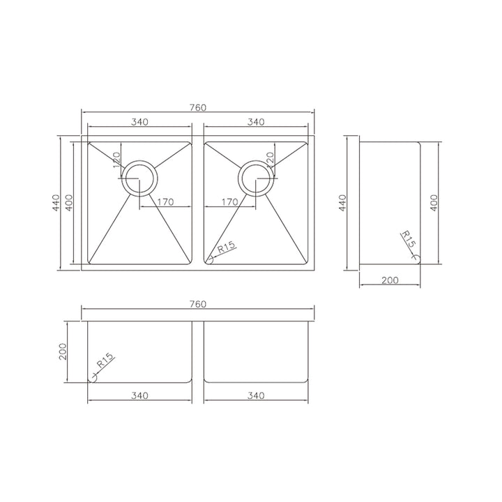Star Double Stainless Steel Bowl Sink