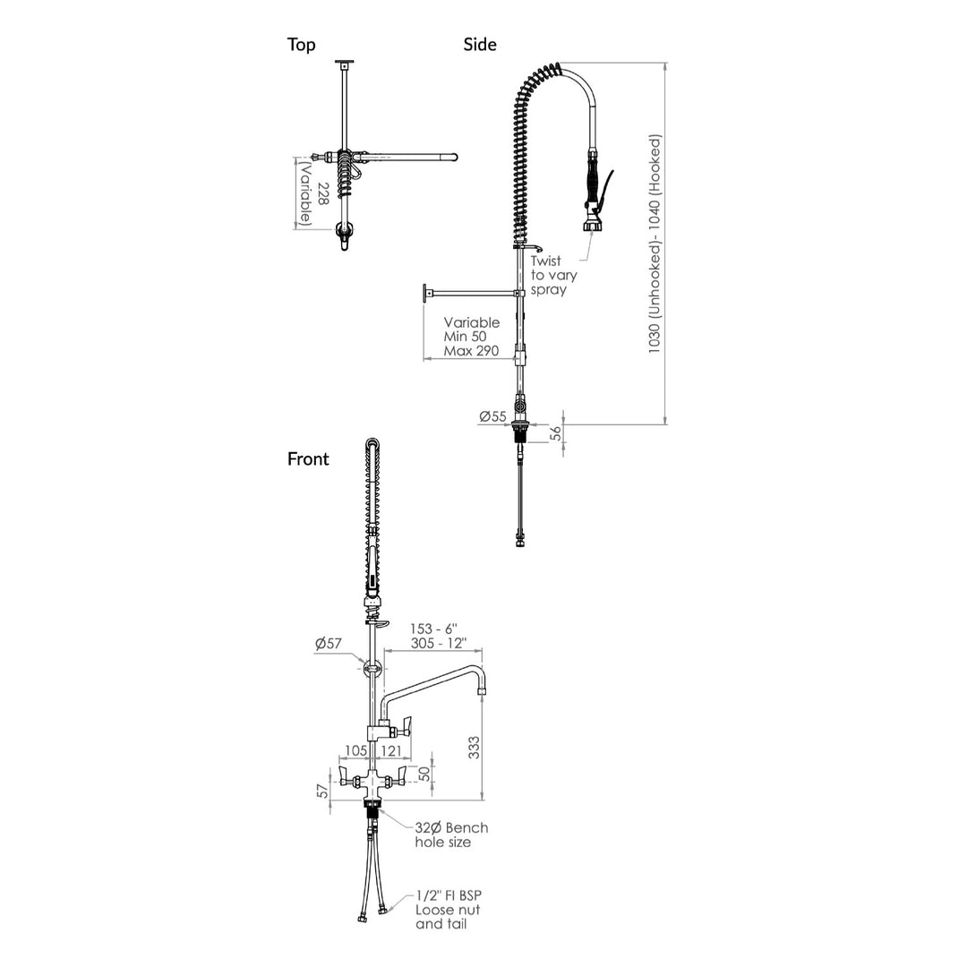 Commercial Pre Rinse Unit Kitchen Tap with Pot Filler