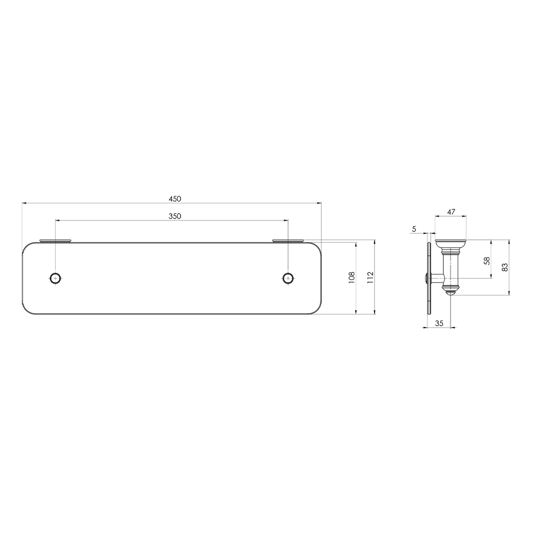 Cromford Heritage Glass Shelf 450mm