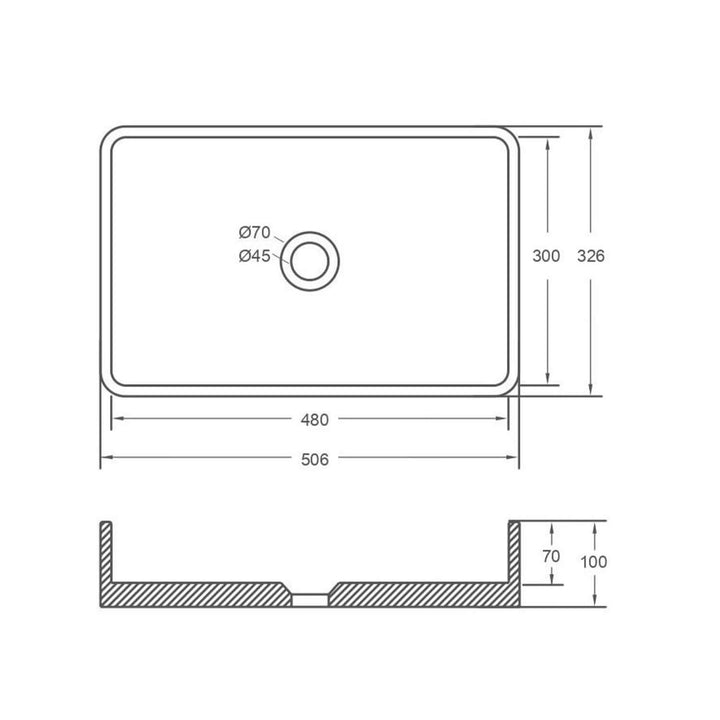Cuneo Concrete Basin 500x330mm