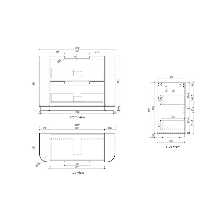 Curva Fluted Floor Mounted Vanity (750-1800mm)