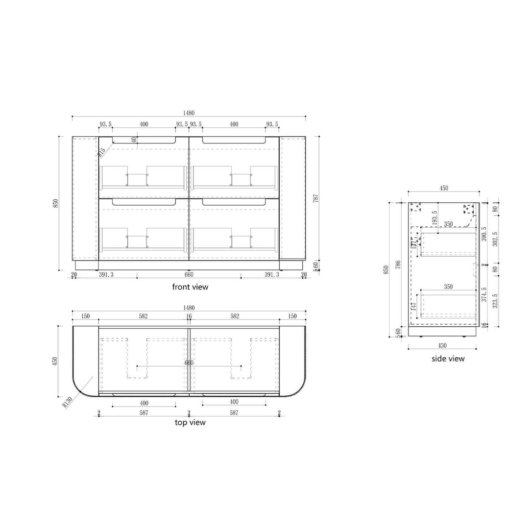 Curva Fluted Floor Mounted Vanity (750-1800mm)
