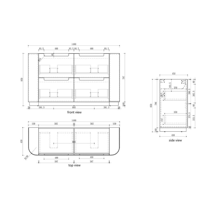 Curva Fluted Floor Mounted Vanity (750-1800mm)