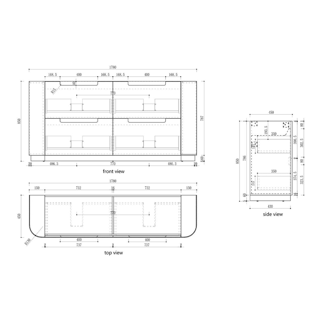 Curva Fluted Floor Mounted Vanity (750-1800mm)