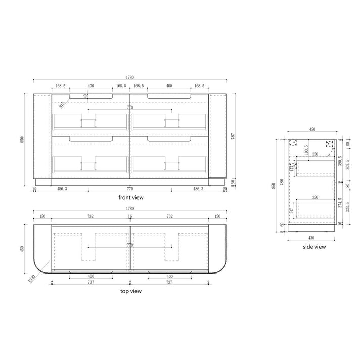 Curva Fluted Floor Mounted Vanity (750-1800mm)