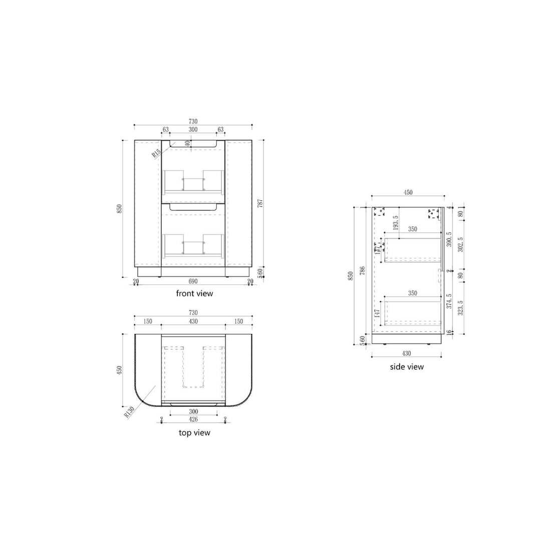 Curva Fluted Floor Mounted Vanity (750-1800mm)