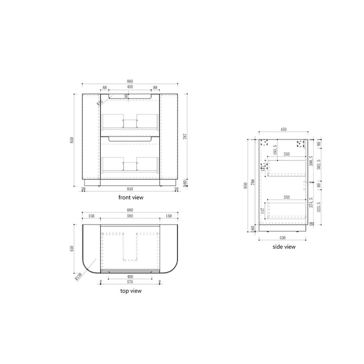 Curva Fluted Floor Mounted Vanity (750-1800mm)