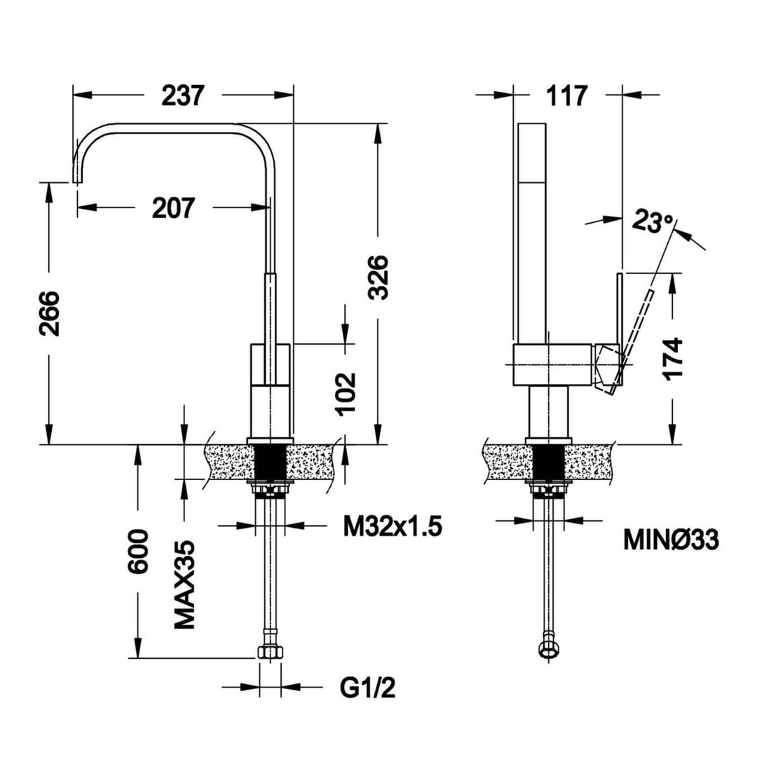 Mono Curved Sink Mixer