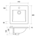 Delta Inset Ceramic Basin with Taphole 410x420mm